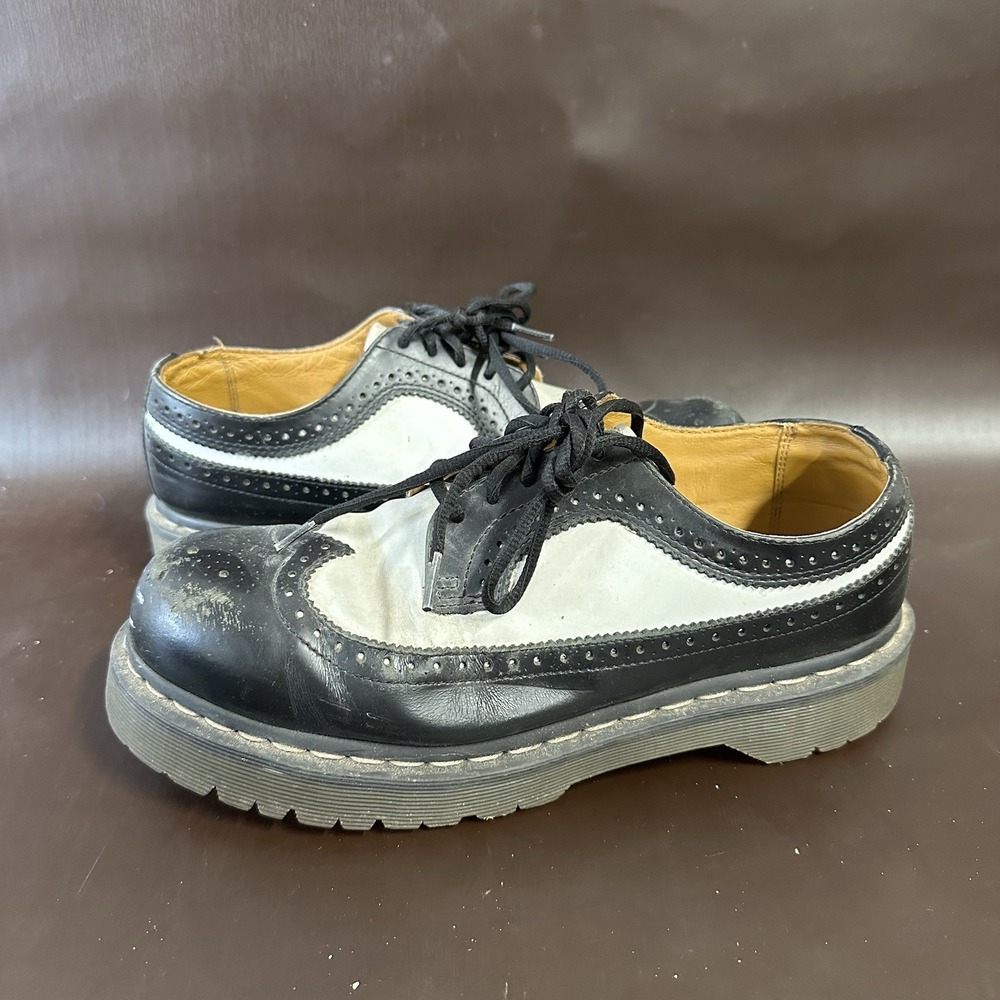 Vtg Dr Martens Shoes Mens‎ UK 8 Black and White WingTip Brogue 90s Y2k Chunky